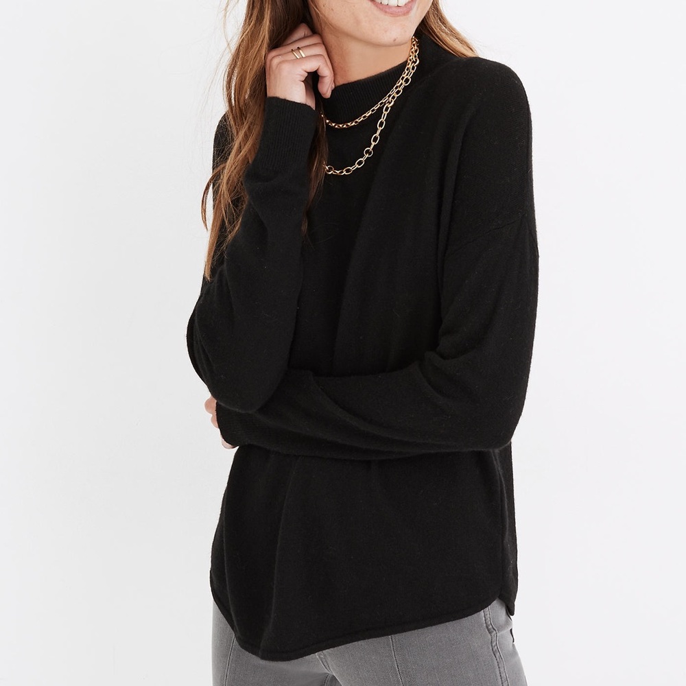 Madewell Ashbury Black Mockneck Knit Sweater